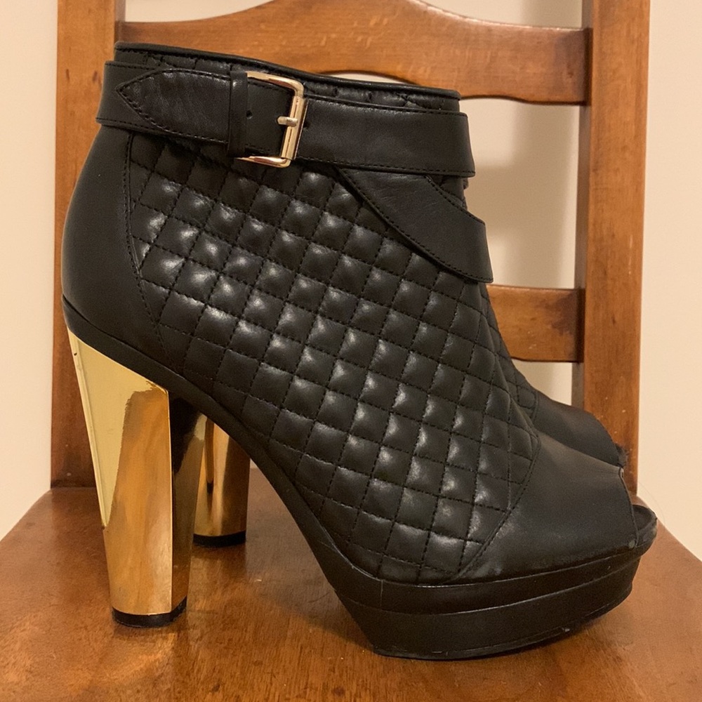 BCBGirls Quilted Gold Heel Booties